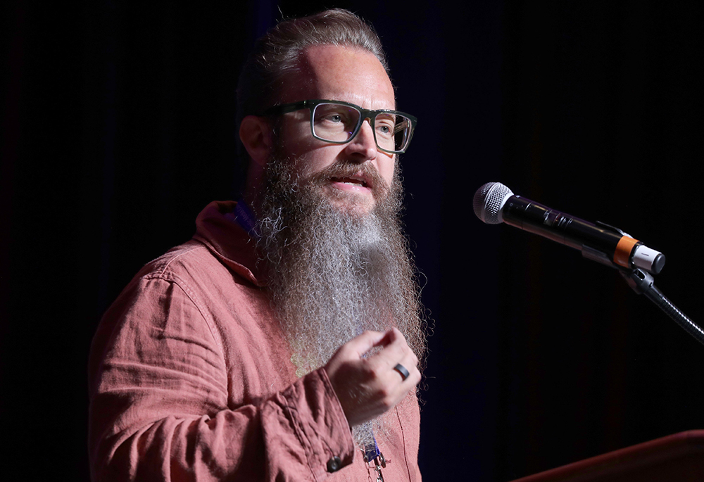 Keynote speaker Taylor Black, director of AI & Venture Ecosystems in the Office of the Chief Technology Officer at Microsoft, speaks during a June 17, 2026, session of the Catholic Media Conference in Atlantic City, New Jersey. (OSV News/Bob Roller)