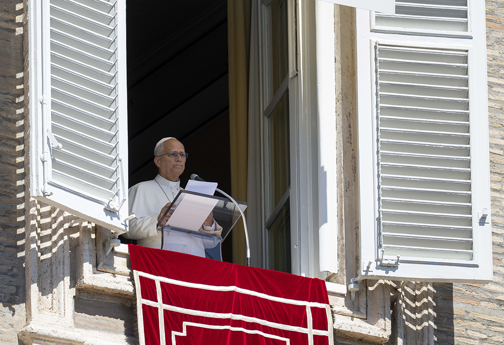 Pope Leo XIV leads the Angelus prayer in St. Peter's Square at the Vatican Sept. 13, 2026. Leo commemorated the 25th anniversary of the Sept. 11, 2001, terrorist attacks in his address. (OSV News/Vatican Media/Matteo Pernaselci)