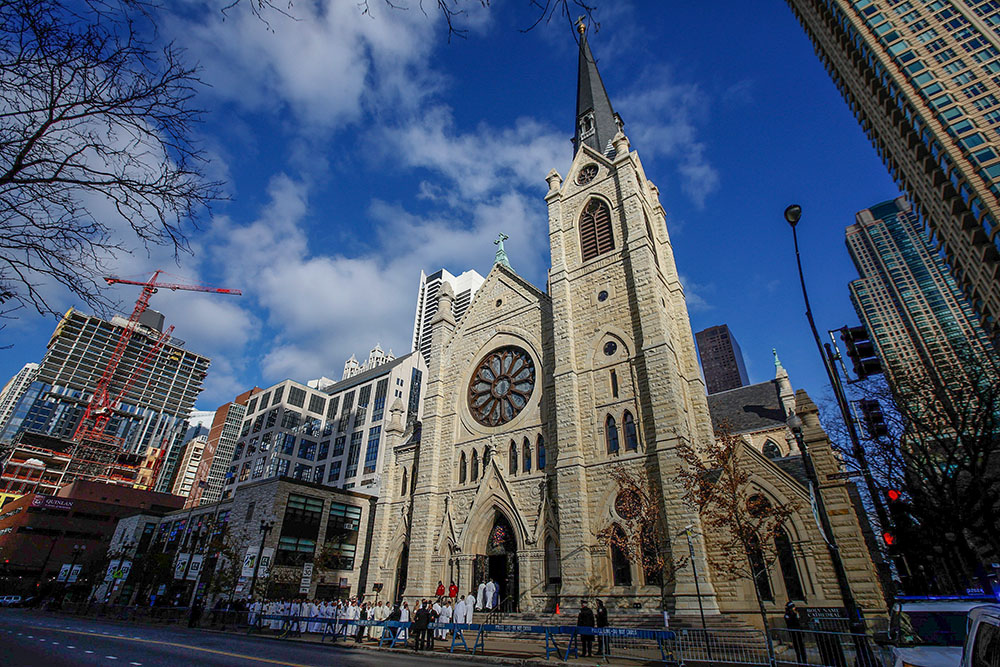 Chicago's Holy Name Cathedral is pictured in this file photo. The Chicago Archdiocese announced it has paid out more than $400 million to abuse survivors. (OSV News/Reuters/Andrew Nelles)