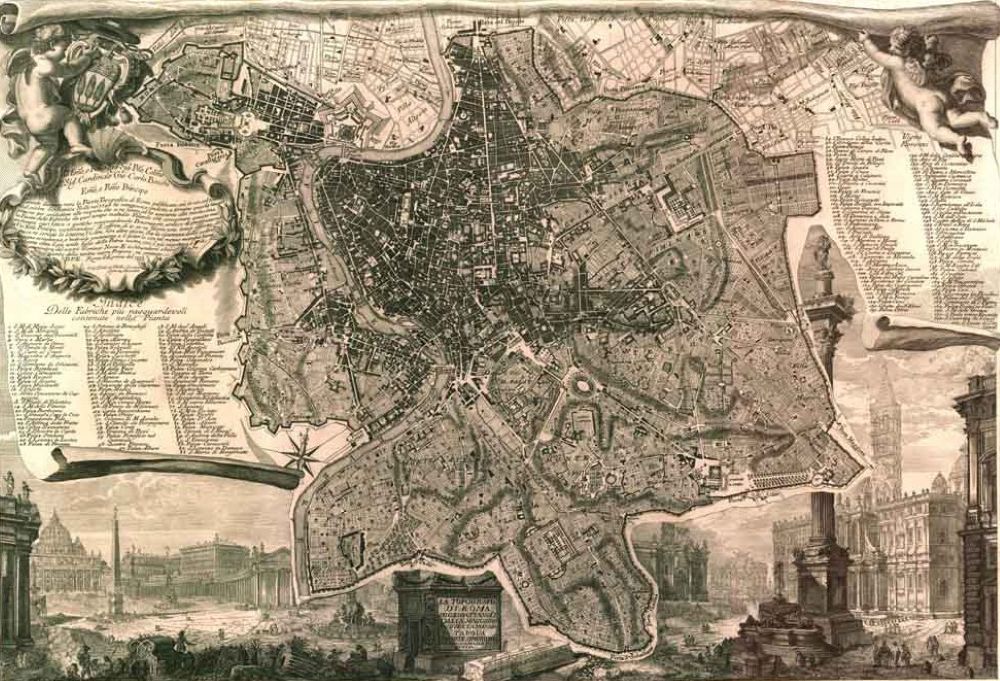 The Nuova Pianta di Roma (the New Map of Rome) is a masterpiece of historical cartography created by Giambattista Nolli (1701-1756), an Italian surveyor and architect, and digitised by a team of historians at Stanford University. (Wikimedia Commons)