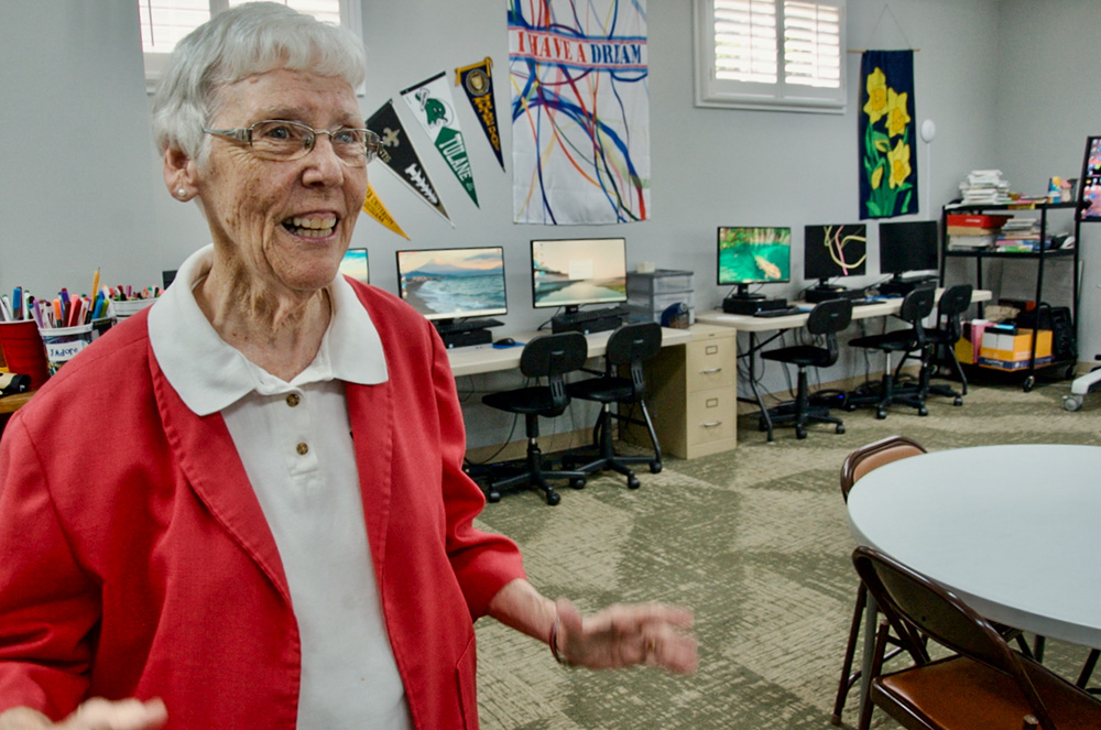 Dominican Sr. Suzanne Brauer gives a tour of the Peace Center in the New Orleans neighborhood of Gert Town. (GSR photo/Dan Stockman)