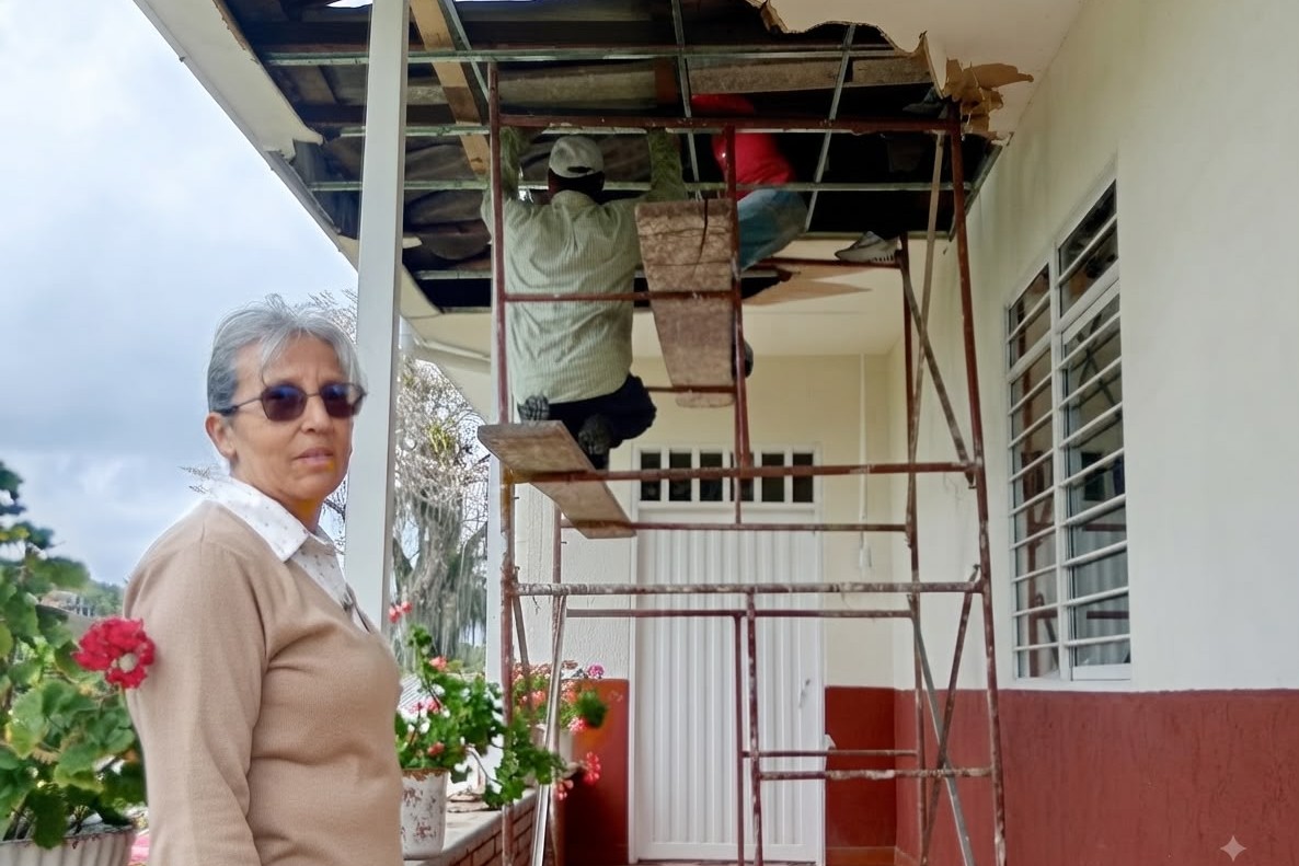 Damage caused by the Aug. 10, 2026, earthquake at the community home of Sr. Cristina Ángel Castro, in the Guacarí area, 10 km from Pereira, Colombia. (Courtesy of Cristina Ángel Castro)