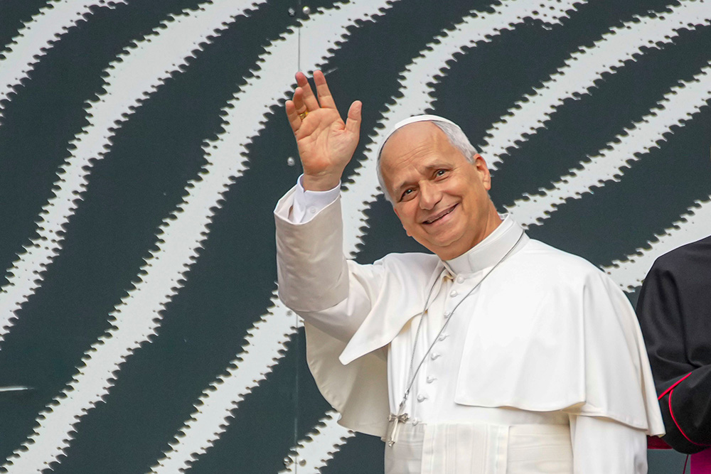 Pope Leo XIV waves as he arrives at the Vatican Library on the day of his 71st birthday, Sept. 14, 2026. (AP/Andrew Medichini)