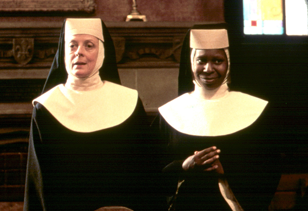 Maggie Smith as the Reverend Mother and Whoopi Goldberg as Deloris Van Cartier in a still from the 1992 film "Sister Act." (Newscom/Cover Images via ZUMA Press)