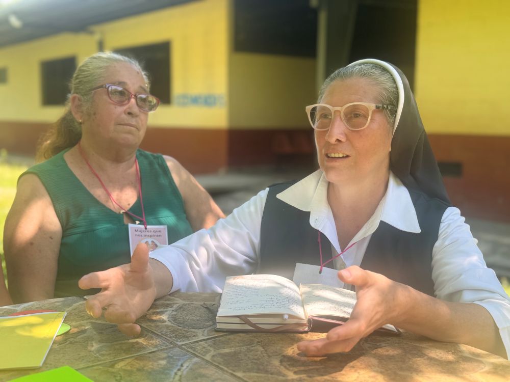 Sr. Indra Monterroso Padilla shares a biblical reflection on Mary Magdalene with a group of laywomen Sept. 12, 2026, in El Paraíso, El Salvador. The country's conference of religious began hosting sessions around the country so women can learn and practice synodality. (GSR photo/Rhina Guidos) 