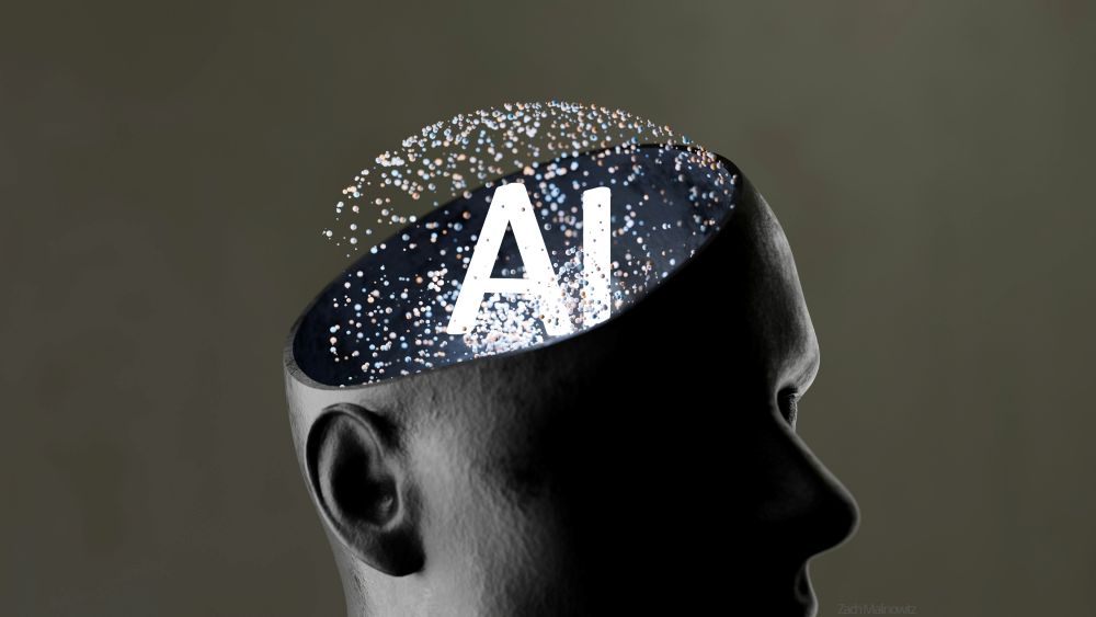 illustration of head with "AI" letters and dots coming out of top