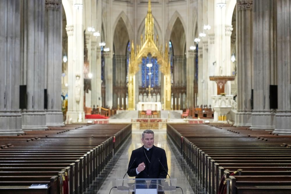 Archbishop-designate Ronald Hicks talks to reporters during a news conference at St. Patrick's Cathedral in New York, Feb. 5, 2026. (AP/Seth Wenig) 