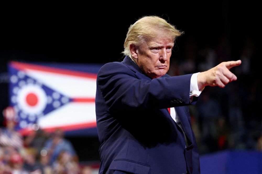 U.S. President Donald Trump gestures during a campaign rally in Youngstown, Ohio, Oct. 12, 2026, for Sen. Jon Husted, R-Ohio, and gubernatorial candidate Vivek Ramaswamy. (OSV News/Reuters/Kevin Lamarque)