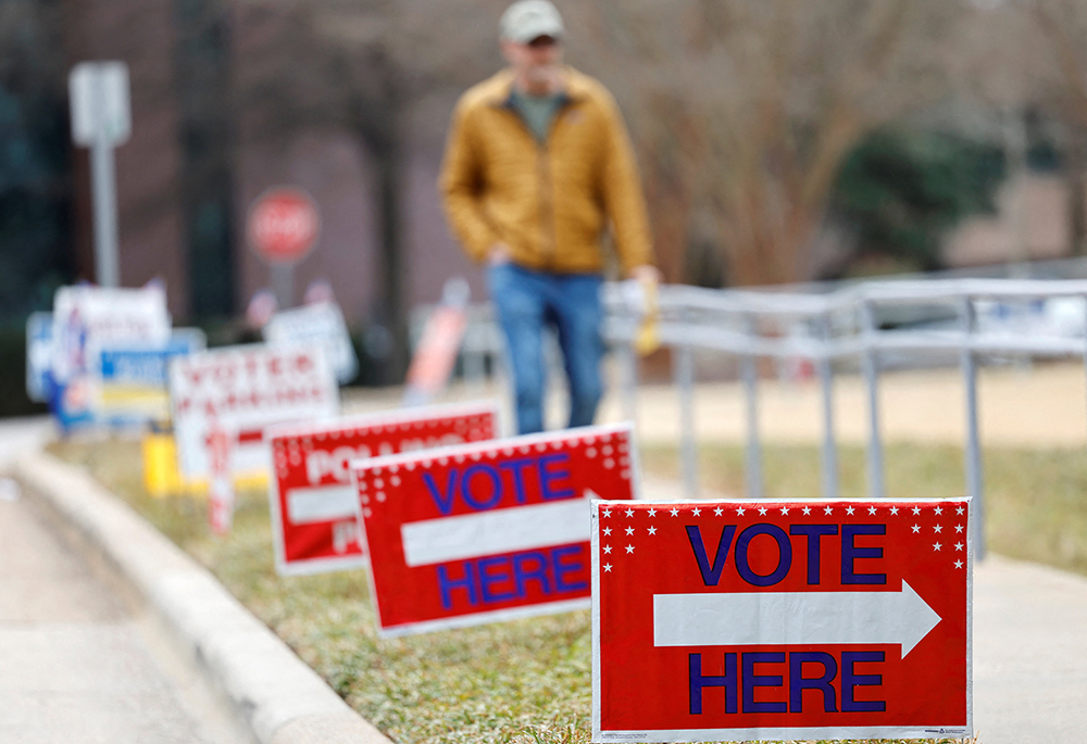 A voter walks toward his polling place in Cary, North Carolina, during his state's primary election March 3, 2026, to choose candidates for the November midterm elections. (OSV News/Reuters/Jonathan Drake)