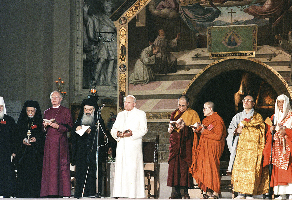 Pope John Paul II attends an interreligious peace meeting in Assisi, Italy, in this Oct. 27, 1986, file photo. (CNS/L'Osservatore Romano)