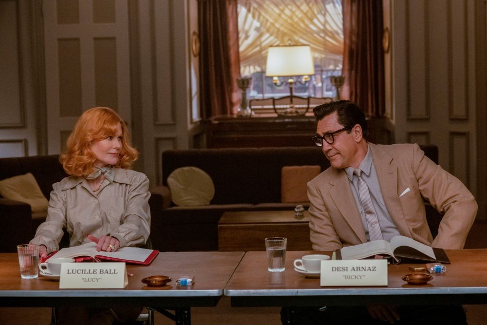 Nicole Kidman and Javier Bardem portray Lucille Ball and Desi Arnaz in a scene from the 2021 film "Being the Ricardos," written and directed by Aaron Sorkin and streaming on Amazon Prime. (CNS/Amazon Content Services/Glen Wilson)