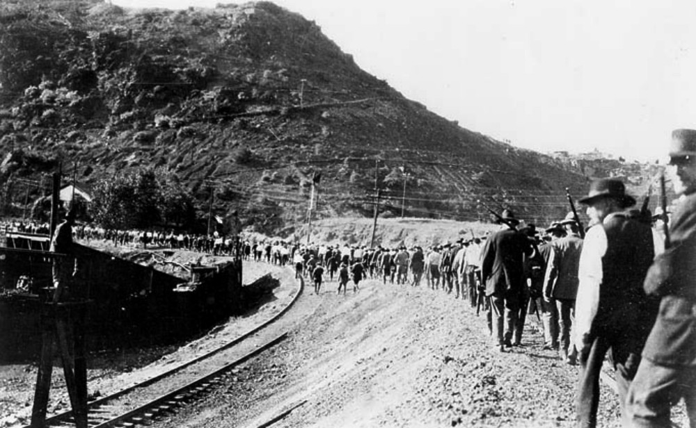 Deportation of striking miners from Bisbee, Arizona, on July 12, 1917 (Wikimedia Commons/Arizona Historical Society) Deportation of striking miners from Bisbee, Arizona, on July 12, 1917 (Wikimedia Commons/Arizona Historical Society)