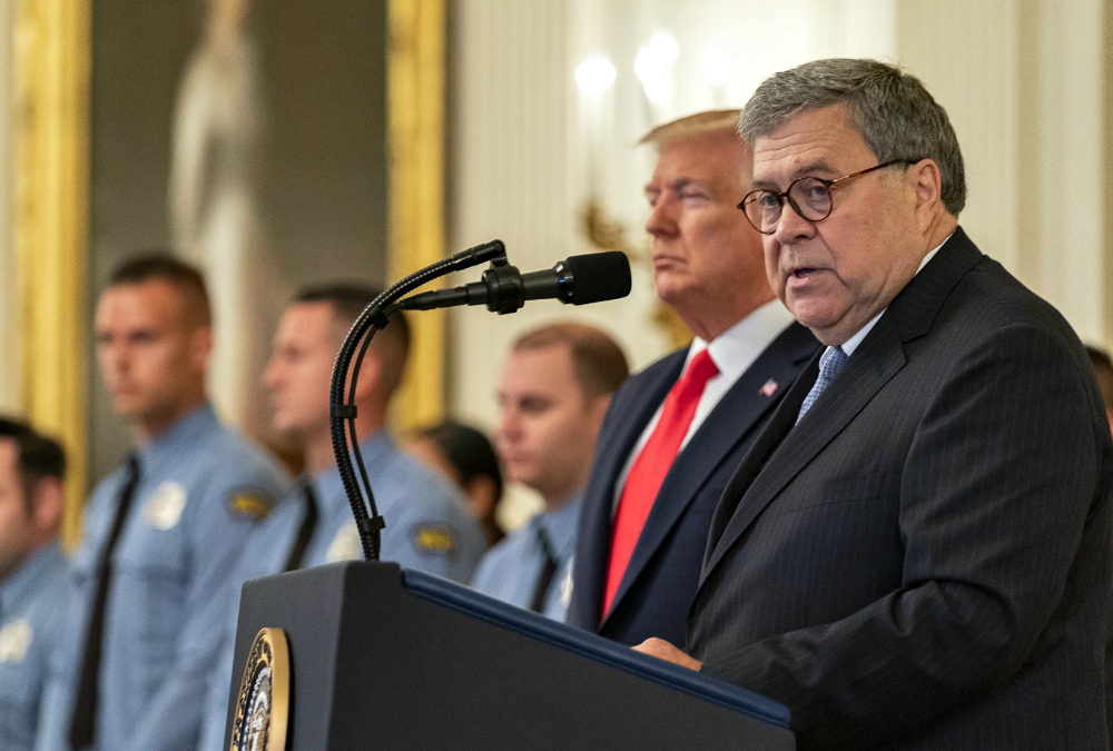 Attorney General William Barr delivers remarks at a Medal of Valor and Heroic Commendations ceremony Sep. 9, 2019, at the White House. (Flickr/The White House/Shealah Craighead) Attorney General William Barr delivers remarks at a Medal of Valor and Heroic Commendations ceremony Sep. 9, 2019, at the White House. (Flickr/The White House/Shealah Craighead)