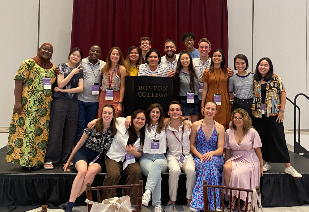 Global Citizenship Fellows met virtually for nine months, then in person at the International Association of Jesuit Universities 2022 Assembly Aug. 3-6 at Boston College. The cohort included 31 students from 19 institutions in 16 countries. (Channing Lee)