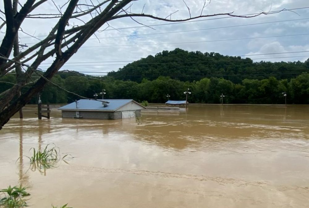 Floodwaters are seen in Jackson, Ky., July 28. Torrential rains fell late July 27 and into the next day in southeastern Kentucky, causing massive flooding that destroyed hundreds of homes and wiped out entire communities. 