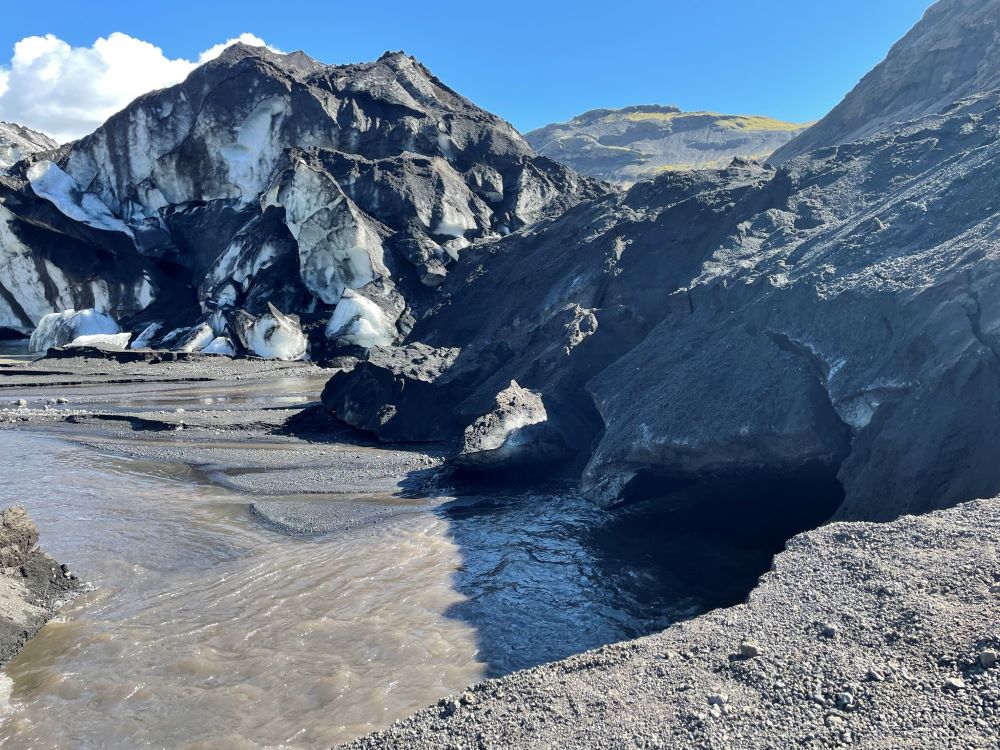 Sólheimajökull Glacier, in Iceland's southern region, is melting, by some estimates losing approximately 2 feet of ice per week and receding the length of an Olympic swimming pool in a year. (Courtesy of Eric Clayton)