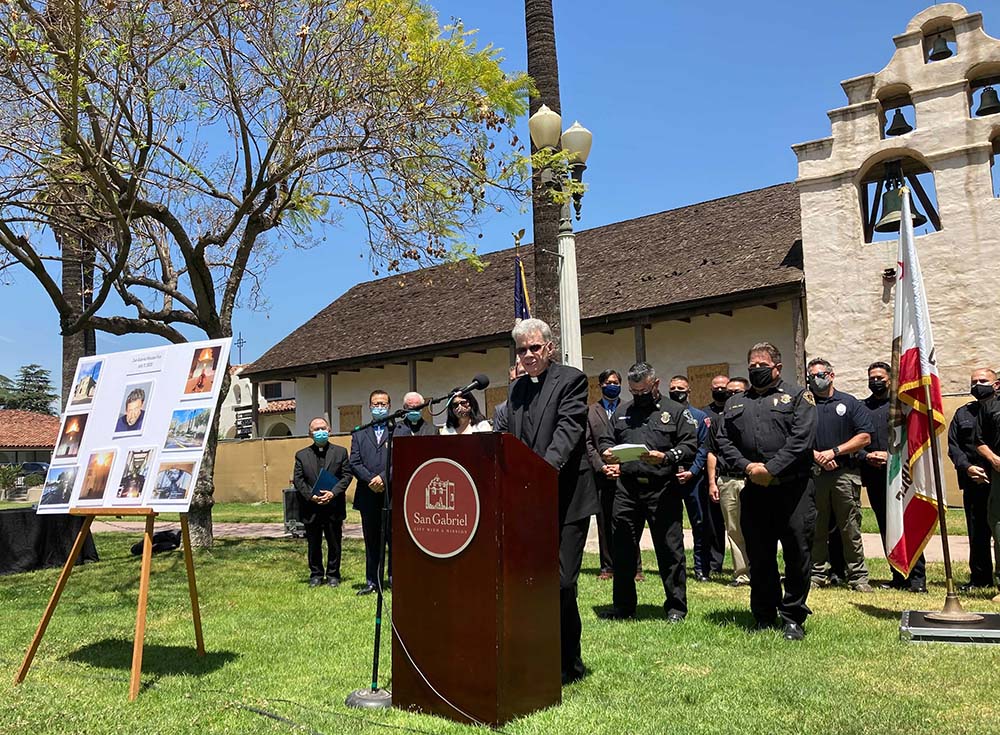 Fr. John Molyneux, pastor of San Gabriel Mission, said the parish community had been "rocked by this incident," during a press conference May 4 in San Gabriel, California.