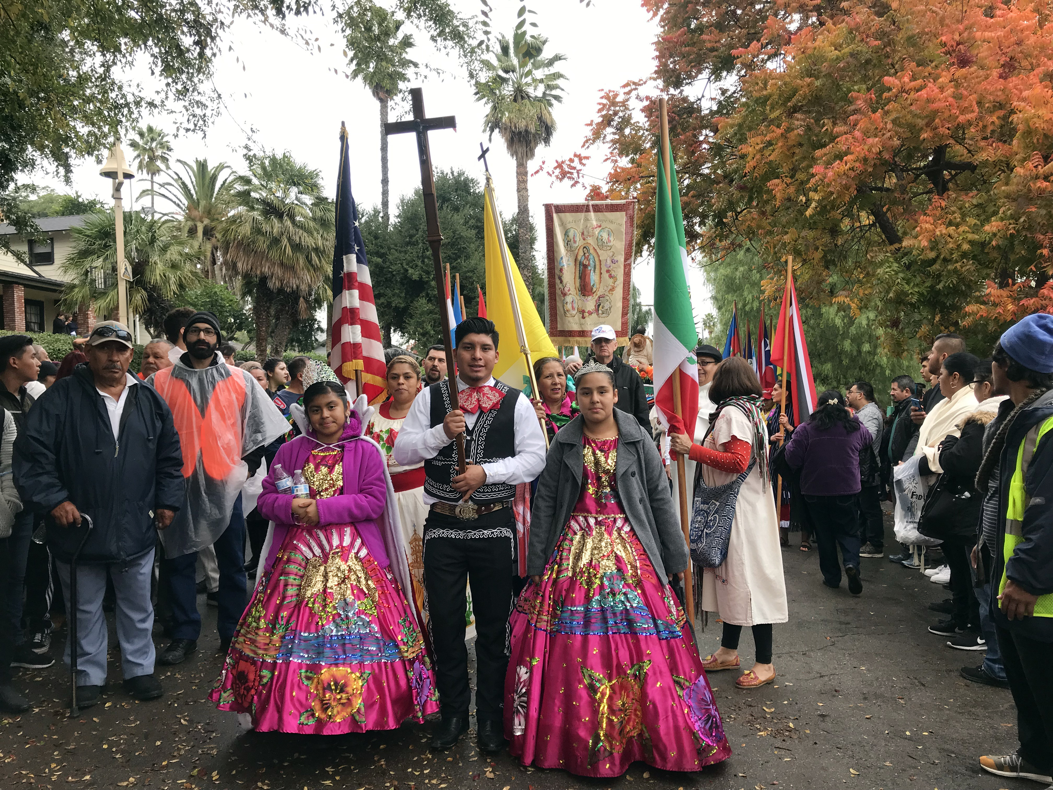 People participate in an annual procession ahead of the Feast Day of Our Lady of Guadalupe in Riverside, California, Saturday, Dec. 7, 2019. (RNS photo by Alejandra Molina) People participate in an annual procession ahead of the Feast Day of Our Lady of Guadalupe in Riverside, California, Saturday, Dec. 7, 2019. (RNS photo by Alejandra Molina)
