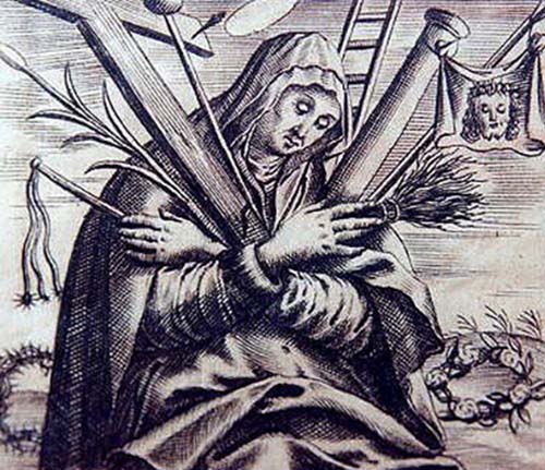 Angela of Foligno, depicted in a 17th-century illustration (Wikimedia Commons)