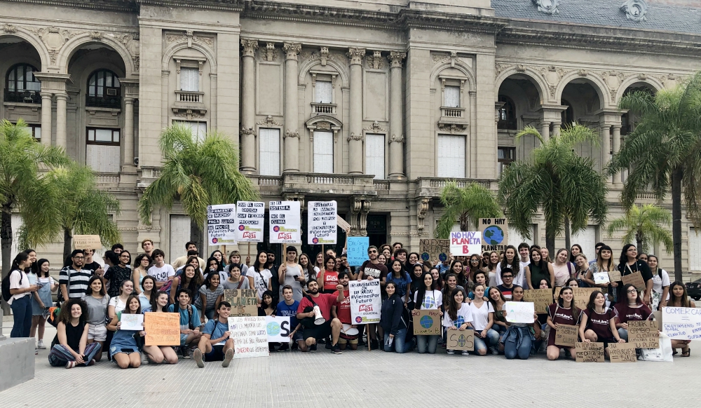 More than 80 young people take part in a global climate strike in Rafaela, Argentina, March 15. Youth with Laudato Si' Generation had planned another protest as part of the second global strike taking place May 24. (Laudato Si' Generation)