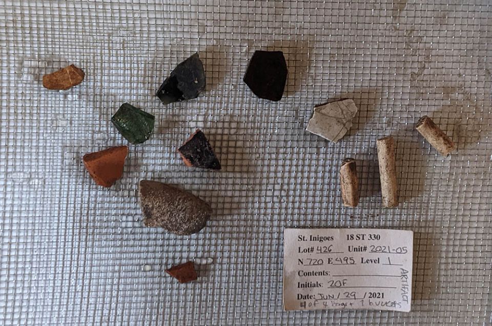 Artifiacts found at the St. Inigoes dig site in southern Maryland. (Robin Proudie)