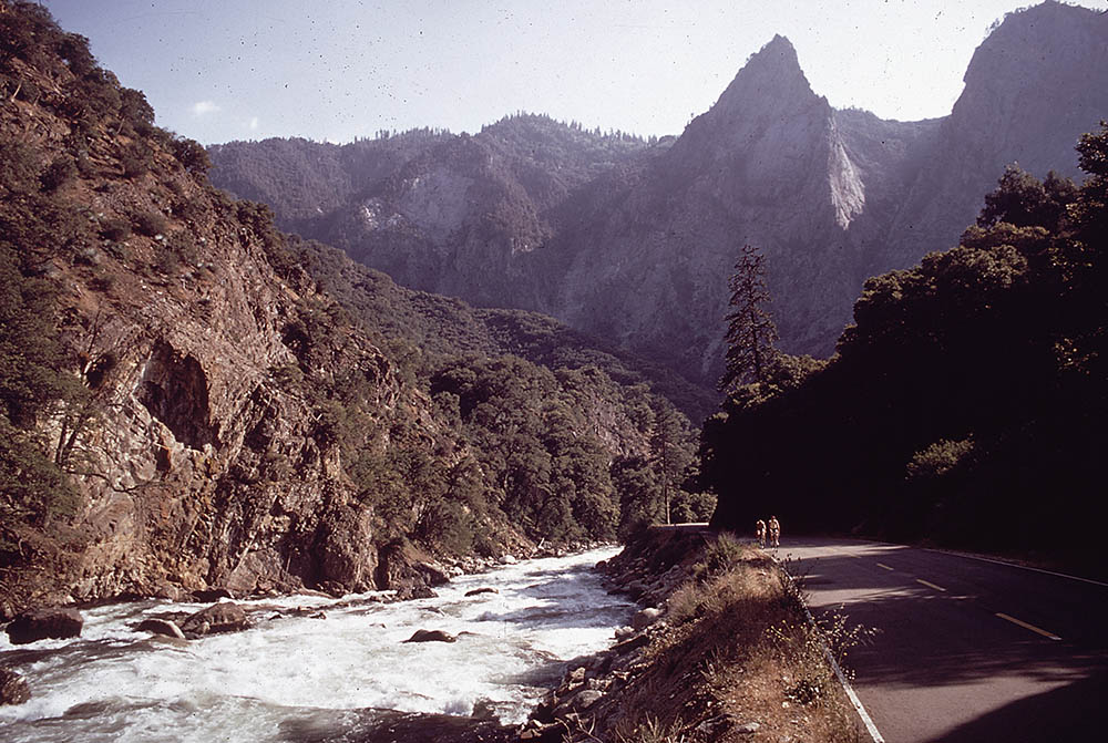 Bicycling on the road to Mineral King, California, in 1972 (Wikimedia Commons/National Archives at College Park)
