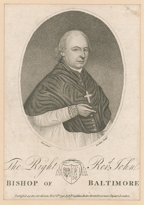 An 18th-century engraving of Bishop John Carroll of Baltimore (The New York Public Library)