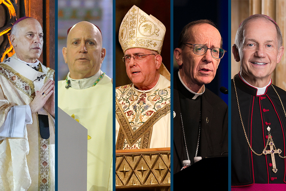 Archbishop Salvatore Cordileone of San Francisco; Archbishop Samuel Aquila of Denver Archbishop Joseph Naumann of Kansas City, Kansas; Bishop Thomas Olmsted of Phoenix; and Bishop Thomas Paprocki of Springfield, Illinois (CNS photos/Dennis Callahan, Archd Archbishop Salvatore Cordileone of San Francisco; Archbishop Samuel Aquila of Denver Archbishop Joseph Naumann of Kansas City, Kansas; Bishop Thomas Olmsted of Phoenix; and Bishop Thomas Paprocki of Springfield, Illinois (CNS photos/Dennis Callahan, Archd