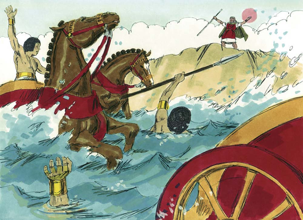 A children's Bible illustration of Exodus, Chapter 15 (Wikimedia Commons/Distant Shores Media/Sweet Publishing)