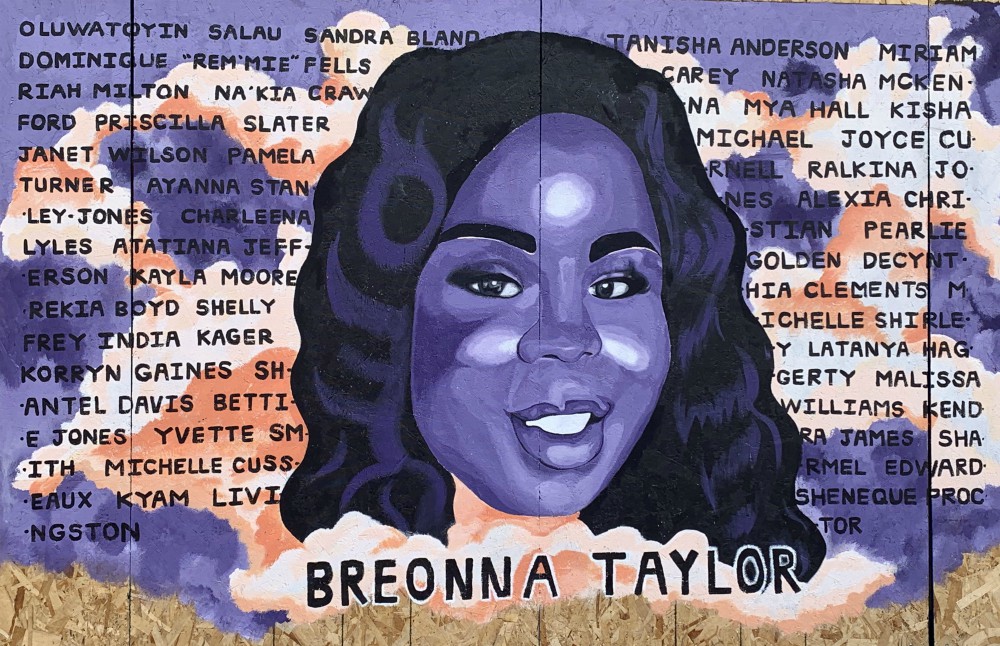 A mural in Chicago on the corner of Sheridan and Wilson depicts the names and images of Black women who were victims of police violence. (Photo by Tina Carter) A mural in Chicago on the corner of Sheridan and Wilson depicts the names and images of Black women who were victims of police violence. (Photo by Tina Carter)