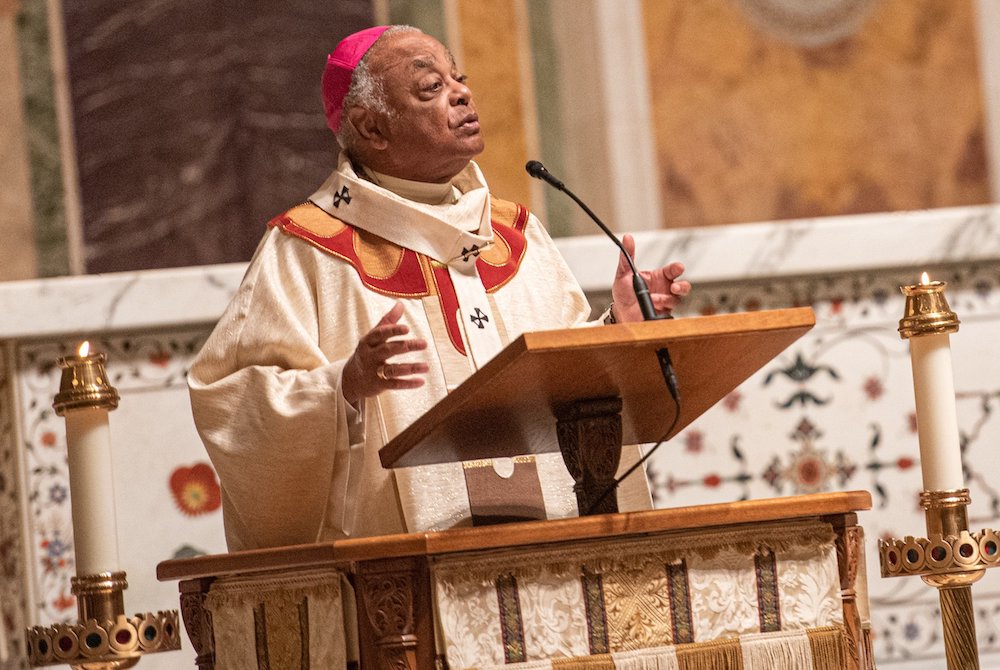 Cardinal Wilton Gregory, Archbishop of Washington, speaks to reporters  after Ash Wednesday mass whichmarks the beginning of Lent at Saint Matthew  the Apostle Cathedral in Washington, Wednesday, March, 2, 2022. ( AP