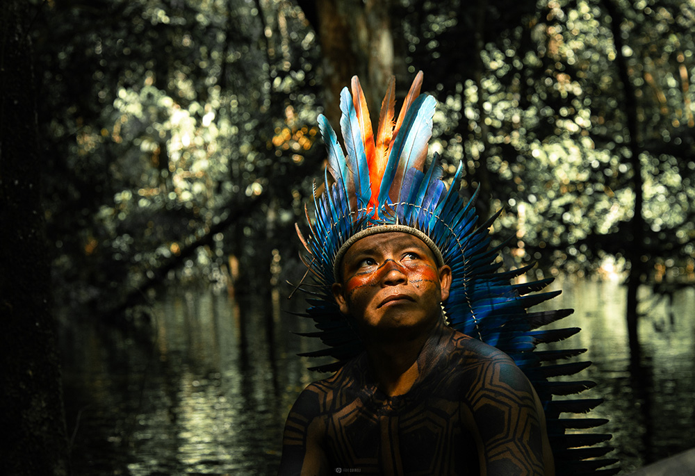 Cacique Odair "Dadá" Borari is a leader of the Novo Lugar community of the Borarí people, in Para, Brazil. As an environmental defender he has worked to combat illegal logging in the Amazon. (Courtesy of Laudato Si' Movement)