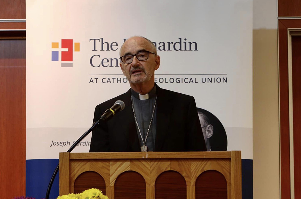 Cardinal Michael Czerny delivers a lecture for the Bernardin Center at the Catholic Theological Union in Chicago Sept. 17. (Courtesy of Catholic Theological Union)