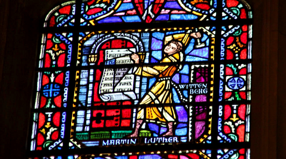 Martin Luther is depicted in stained glass at the Washington National Cathedral in Washington, D.C. (Wikimedia Commons/Tim Evanson) Martin Luther is depicted in stained glass at the Washington National Cathedral in Washington, D.C. (Wikimedia Commons/Tim Evanson)