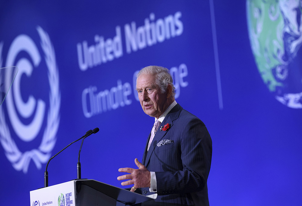 Britain's then-Prince Charles delivers a speech at the opening ceremony of the U.N. climate summit COP26 in Glasgow, Scotland, Nov. 1, 2021. (Yves Herman/Pool via AP)