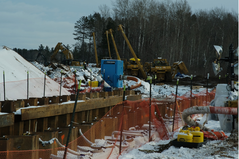 Construction of the Enbridge Line 3 pipeline was underway at the Fond du Lac reservation in Minnesota in February 2021. (Photo by Mary Annette Pember, Indian Country Today) Construction of the Enbridge Line 3 pipeline was underway at the Fond du Lac reservation in Minnesota in February 2021. (Photo by Mary Annette Pember, Indian Country Today)