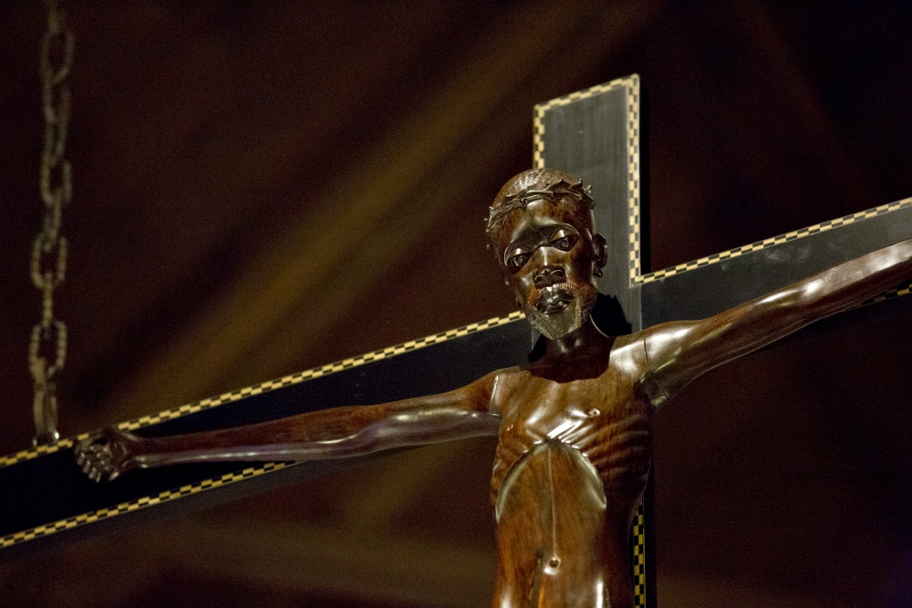 A crucifix featuring Jesus with African features is seen at Assumption Catholic Church in Washington. (CNS/Catholic Standard/Jaclyn Lippelmann) A crucifix featuring Jesus with African features is seen at Assumption Catholic Church in Washington. (CNS/Catholic Standard/Jaclyn Lippelmann)