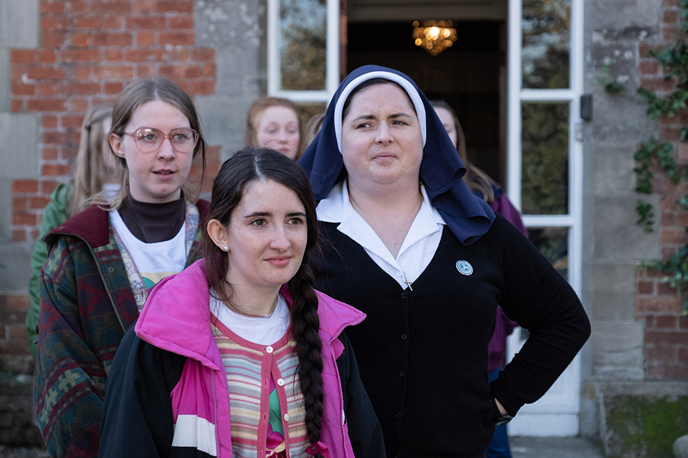Siobhán McSweeney, right, as Sister Michael in "Derry Girls" (Courtesy of Netflix)