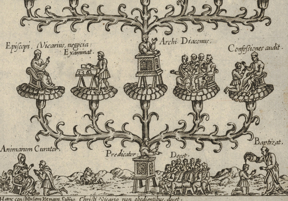 The hierarchy of the church in the form of a tree, a plate from a book, detail from the lower half, circa 1550-1650 (Metropolitan Museum of Art) The hierarchy of the church in the form of a tree, a plate from a book, detail from the lower half, circa 1550-1650 (Metropolitan Museum of Art)