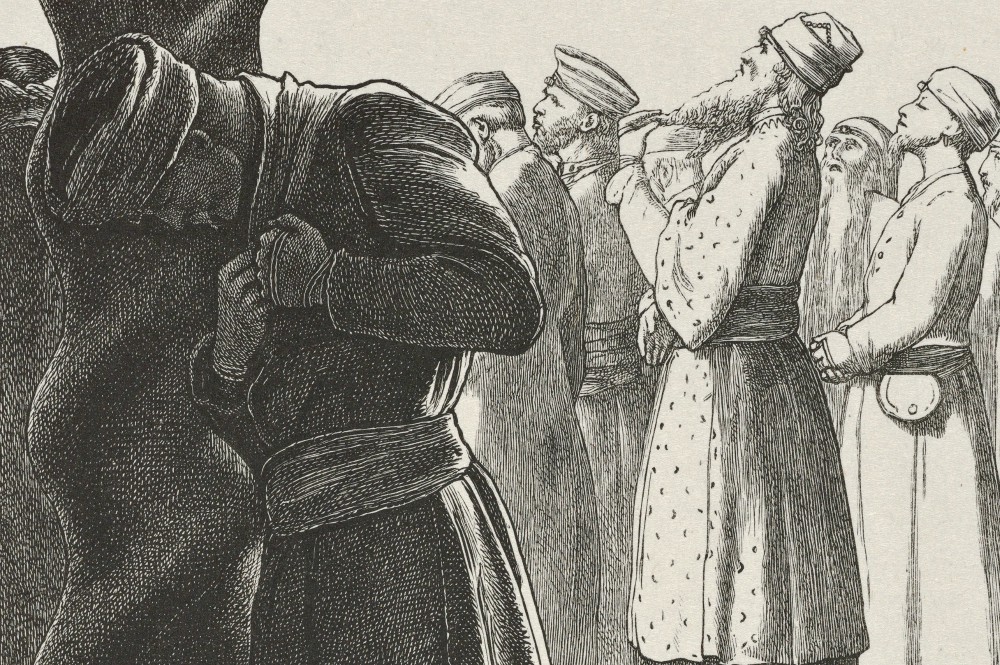  "The Pharisee and the Publican (The Parables of Our Lord and Saviour Jesus Christ)," 1864, detail of a wood engraving by Sir John Everett Millais (Metropolitan Museum of Art)