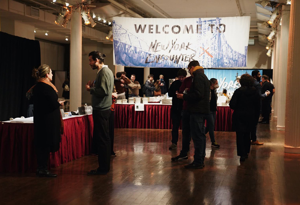 Attendees gather for New York Encounter Feb 19 inside the Metropolitan Pavilion in New York. "This Urge for the Truth" was the year's theme for the annual cultural event. (Mariagustina Fabara Martinez) Attendees gather for New York Encounter Feb 19 inside the Metropolitan Pavilion in New York. "This Urge for the Truth" was the year's theme for the annual cultural event. (Mariagustina Fabara Martinez)
