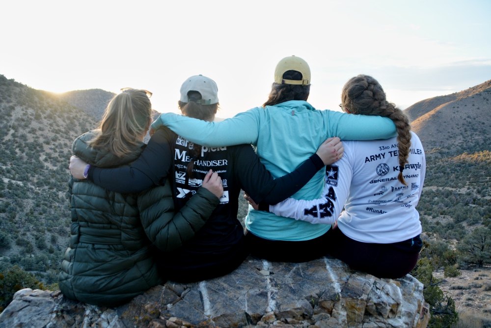 University of Scranton Students enjoy a sunset at the end of “mountain day” during A Desert Experience Retreat in Death Valley National Park in December 2017. (Luis Melgar)