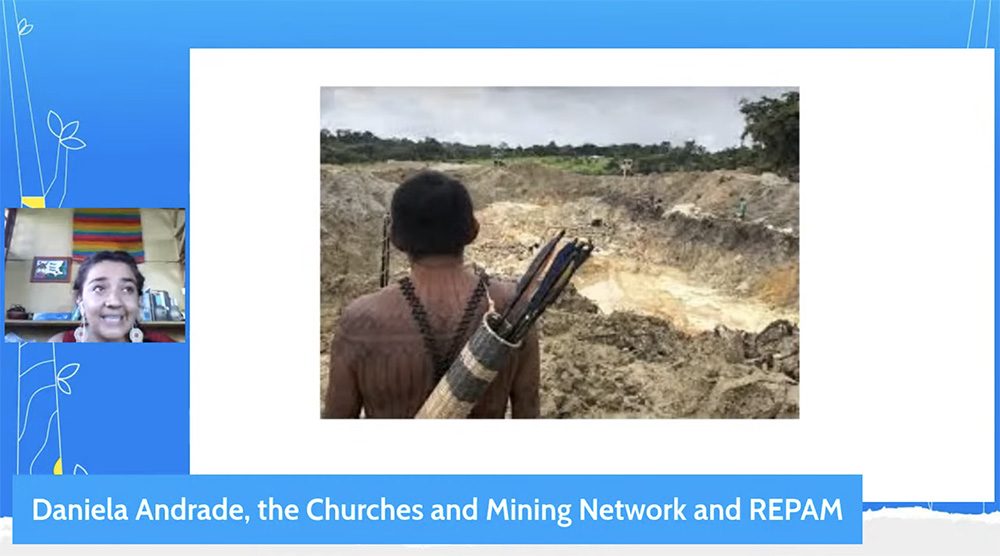 Daniela Andrade of the Churches and Mining Network and the Pan-Amazon Ecclesial Network (REPAM): "We cannot [advocate for] the preferential option of the poorest and support industries that mistreat, violate and marginalize them." (EarthBeat screenshot)