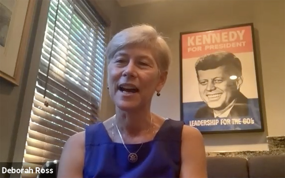 Rep. Deborah Ross, D-North Carolina, speaks during a dialogue on climate action with North Carolina faith leaders Sept. 27. (EarthBeat screenshot)