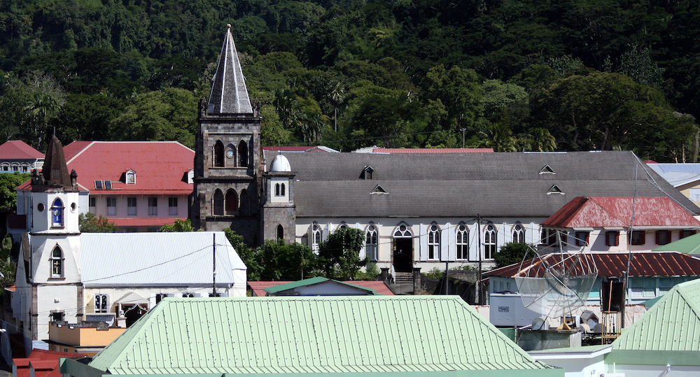 Churches in Roseau, Dominica, are pictured in a 2008 photo. Dominica is about 82% Christian, according to the Association of Religion Data Archives. (Wikimedia Commons/gailf548)