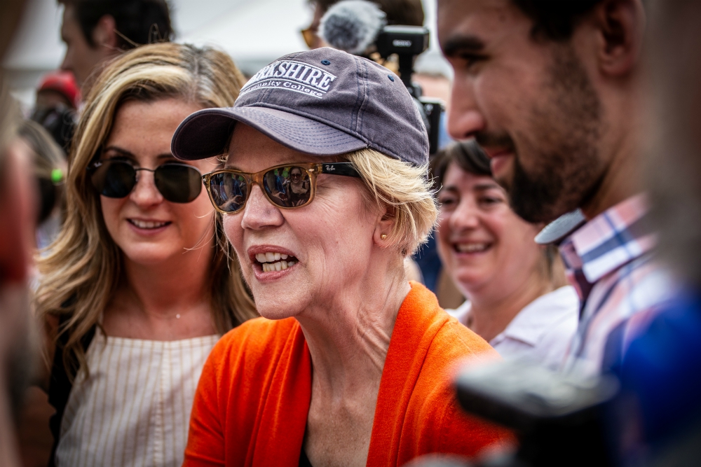 Sen. Elizabeth Warren is seen at the 2019 Iowa State Fair in Des Moines Aug. 10. (Wikimedia Commons/Phil Roeder)
