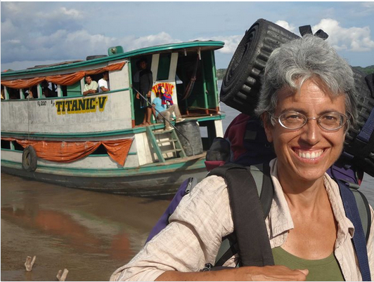 Barbara Fraser on the Marañón River in Peru, where she traveled on the river boat, Titanic V, during a visit to Kukama indigenous communities in July 2014