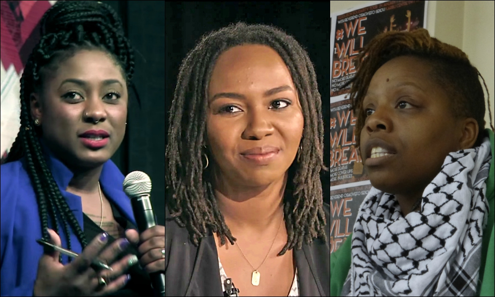 The Black Lives Matter founders, from left: Alicia Garza (Wikimedia Commons/Citizen University); Opal Tometi (Wikimedia Commons/The Laura Flanders Show); and Patrisse Cullors (Wikimedia Commons/Steve Eason)