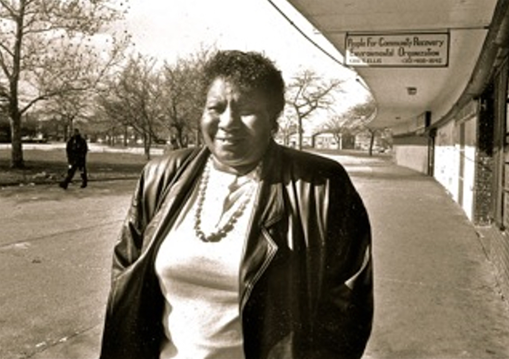 Hazel Johnson outside the office of People for Community Recovery, which she started in 1979 so residents of Altgeld Gardens could advocate for repairs in their community. (Courtesy of People for Community Recovery) Hazel Johnson outside the office of People for Community Recovery, which she started in 1979 so residents of Altgeld Gardens could advocate for repairs in their community. (Courtesy of People for Community Recovery)