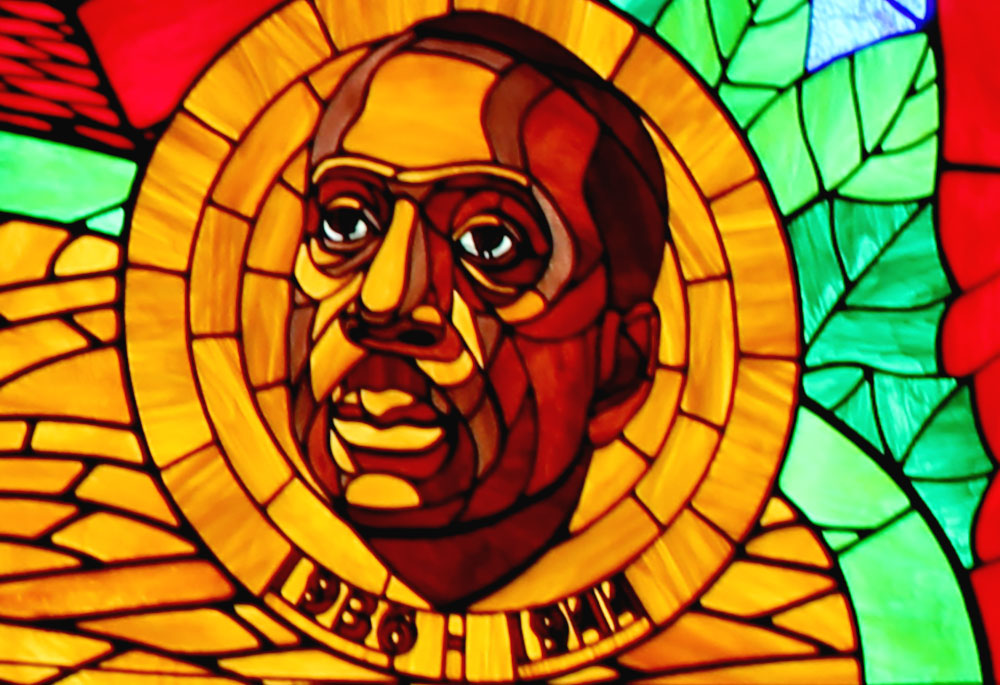 Theologian Howard Thurman is depicted in stained glass at Howard University in Washington, D.C. (Wikimedia Commons/Fourandsixty)